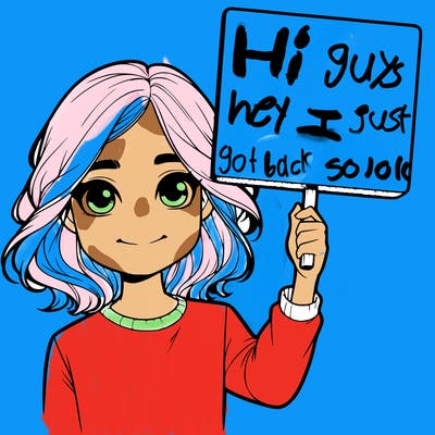 realistic girl holding up a sign