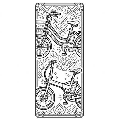Hit the road with your imagination on this fantastic electric bikes bookmark coloring page. Featuring two unique e-bike designs, it's perfect for marking your favorite books while celebrating eco-friendly travel.