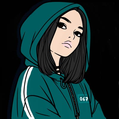 a realistic girl in a hoodie
