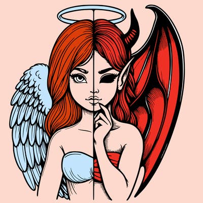 realistic angel half demon