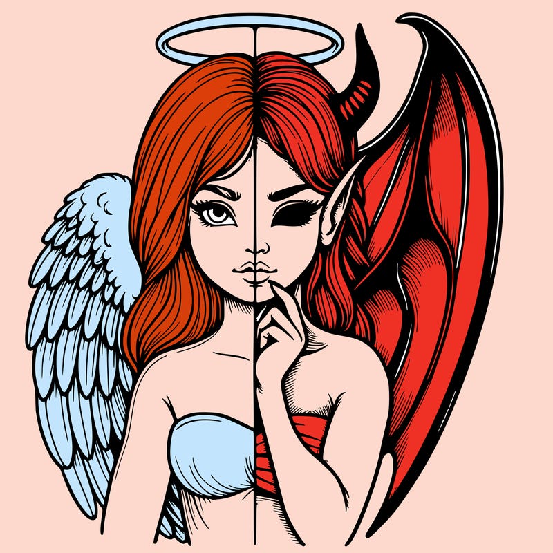 realistic angel half demon