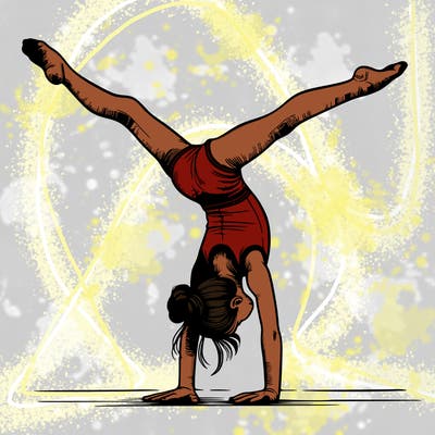 realistic gymnastic hand stand girl in four splits