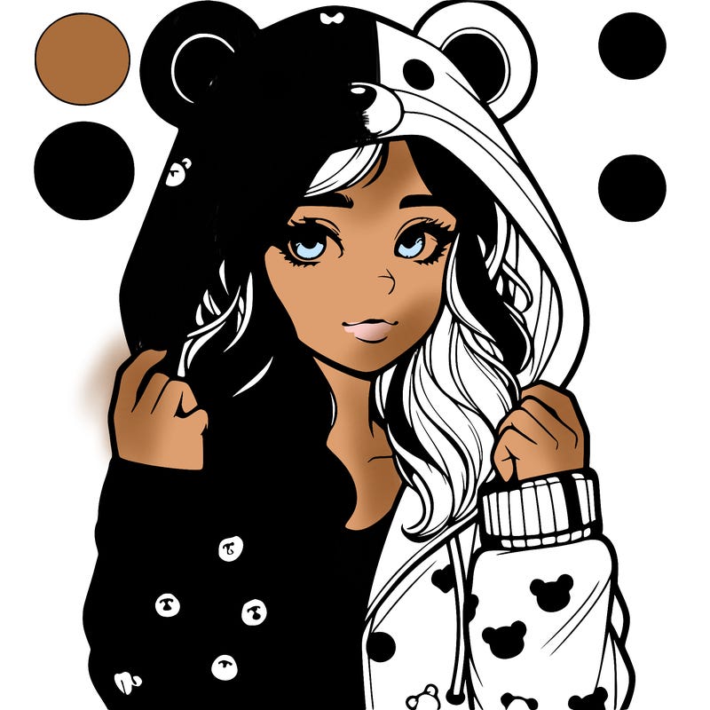 realistic girl in a animal pjs hoodie