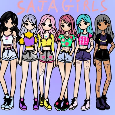 a group of girls wearing crop tops and shorts