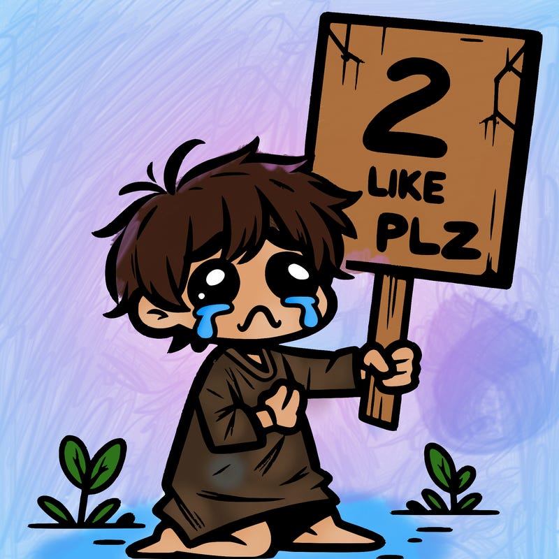 small poor toddler crying with sign that says 2 like plz