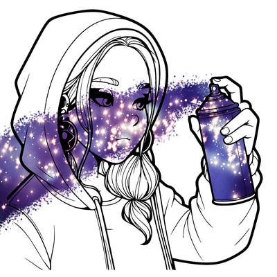 a realistic girl, spray painting