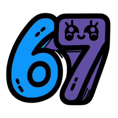 the numbers 67