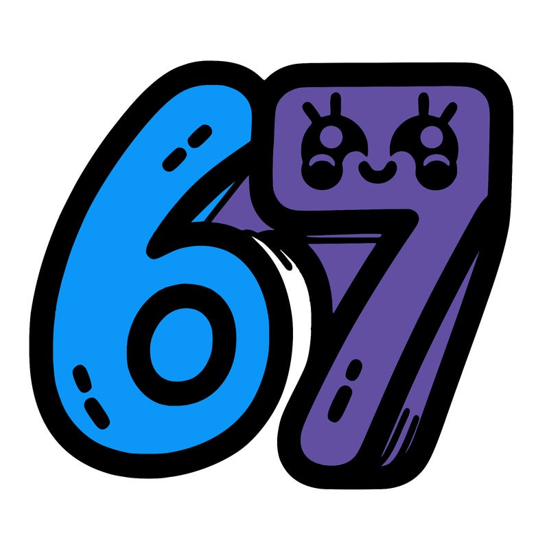 the numbers 67