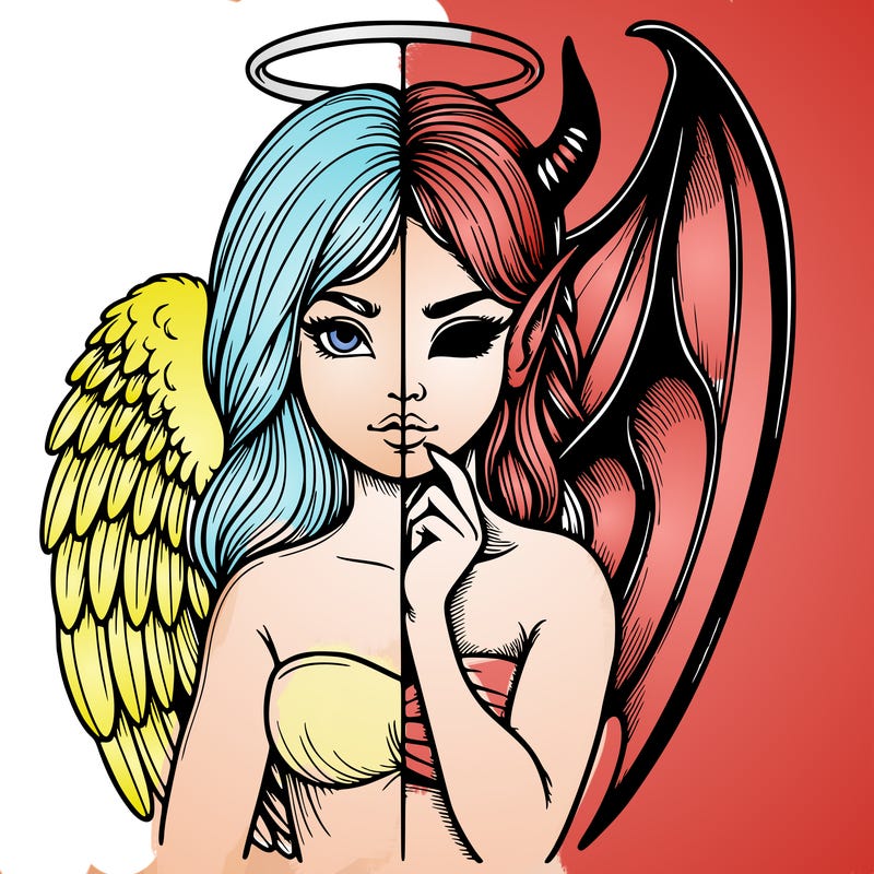 realistic angel half demon