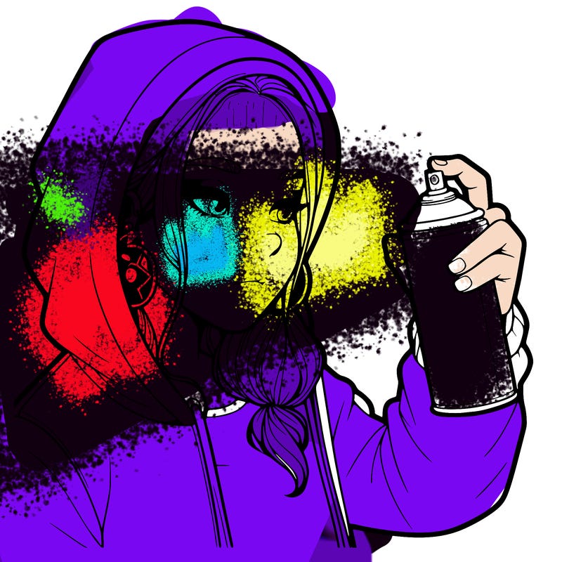 a realistic girl, spray painting