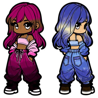 girl in crop top and baggy pants