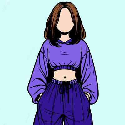 realistic girl faceless with baggy pants and a crop top
