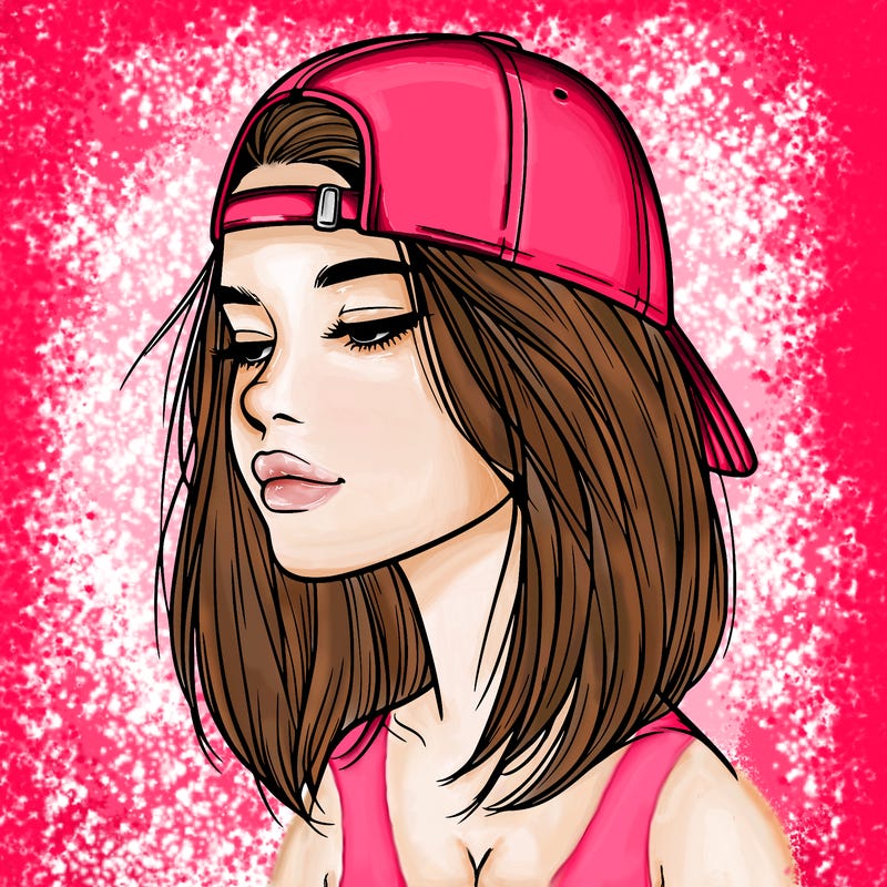 realistic  girl with a backwards hat