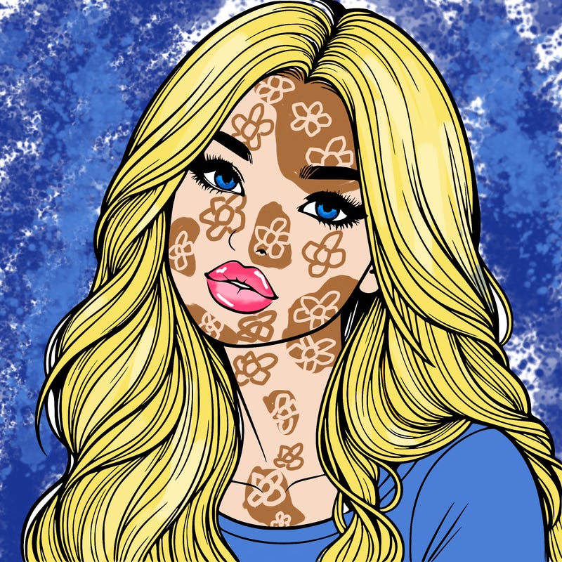 realistic girl with hair on her hair and lips