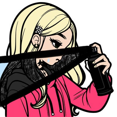 a realistic girl spray painting