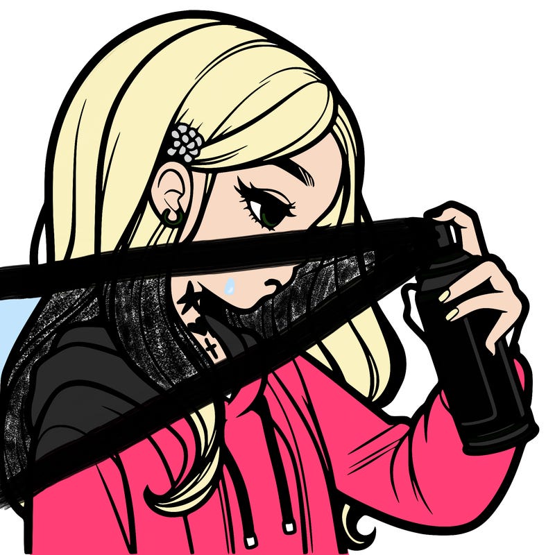 a realistic girl spray painting