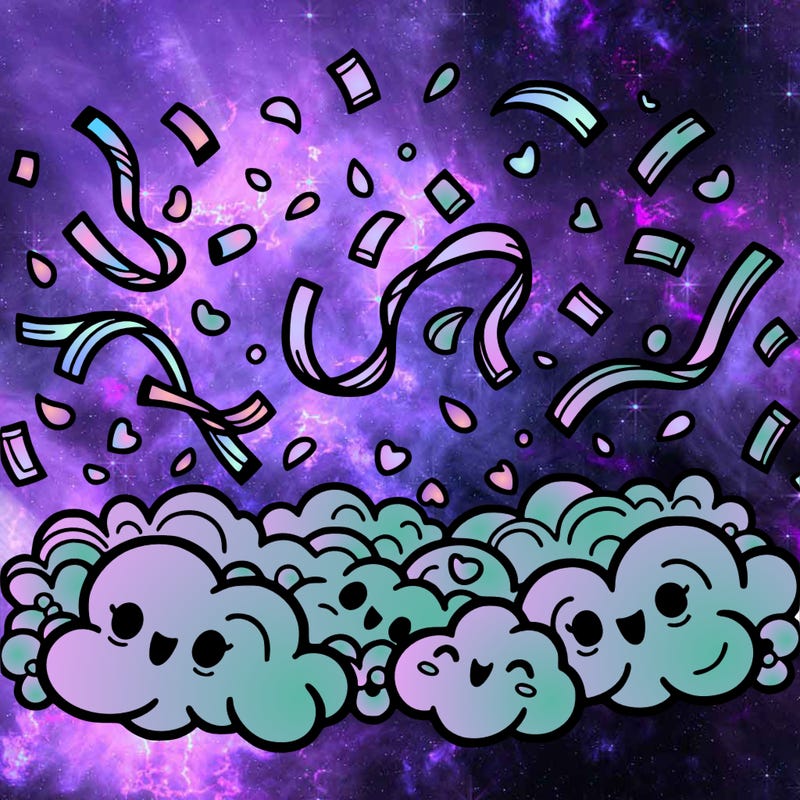 some confetti in air