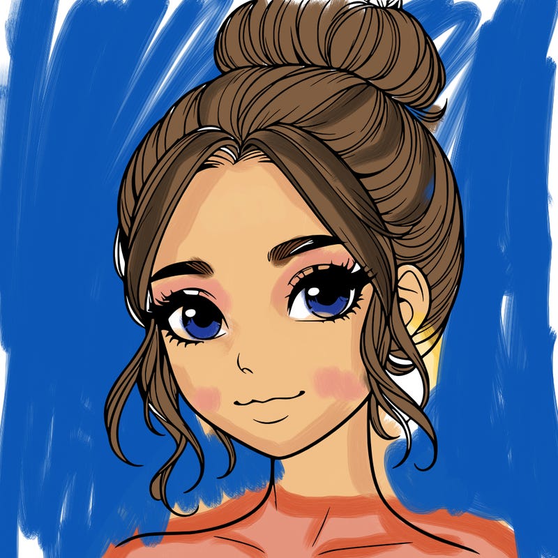 realistic pretty girl with hair in bun