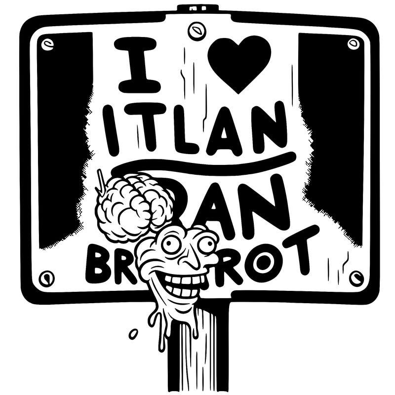 sign that says i love italian brain rot