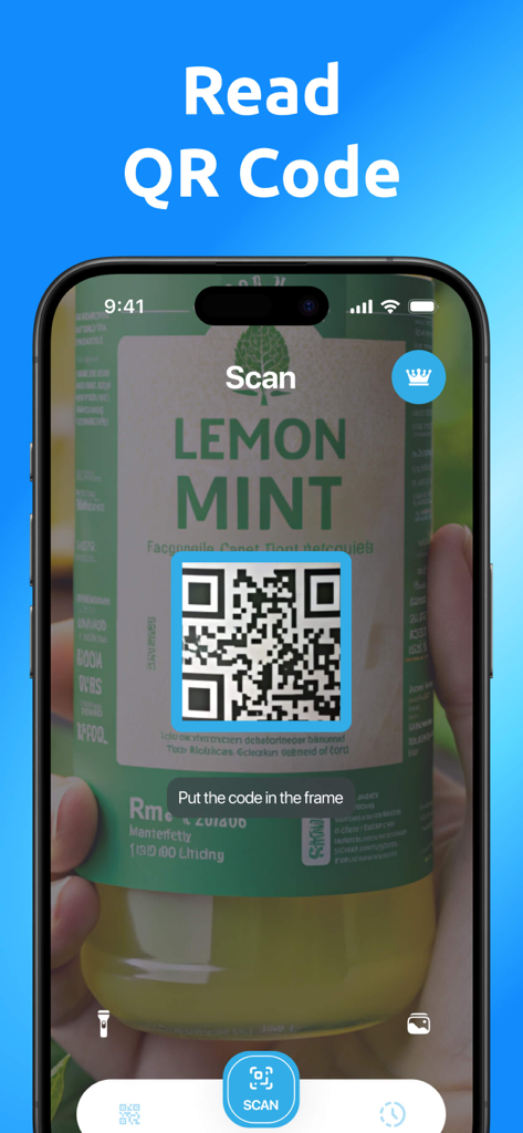 QR Code Generator Pro‎ - Ein iPhone-Bildschirm, der die QR Code Generator Pro-App beim Scannen eines QR-Codes auf einem Produktetikett zeigt.