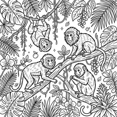 Dive into the wild with this captivating macaque coloring page, showcasing these intelligent primates in their vibrant jungle habitat. Perfect for animal lovers, this intricate design promises an engaging and creative escape.