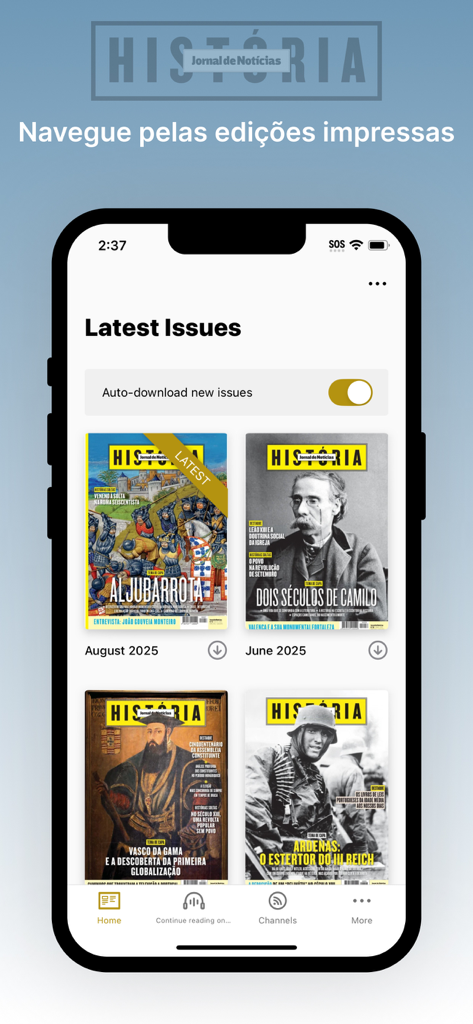 JN História - Últimos números digitales de la aplicación de revistas de historia JN Historia.