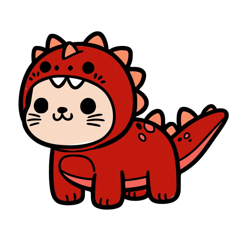 cat and a dinosaur costume