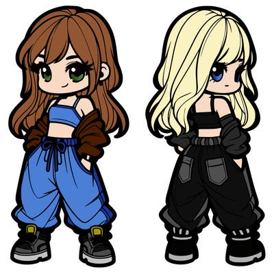 girl in crop top and baggy pants