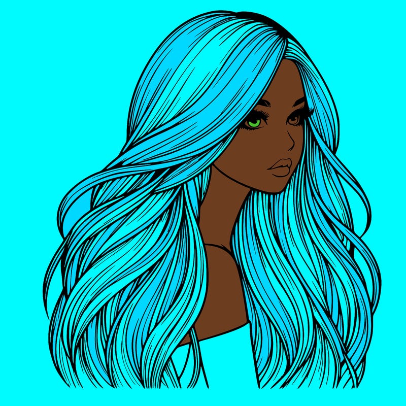 realistic girl with long realistic hair