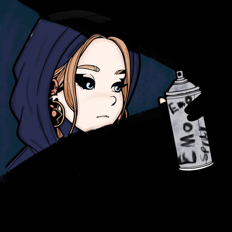 a realistic girl, spray painting