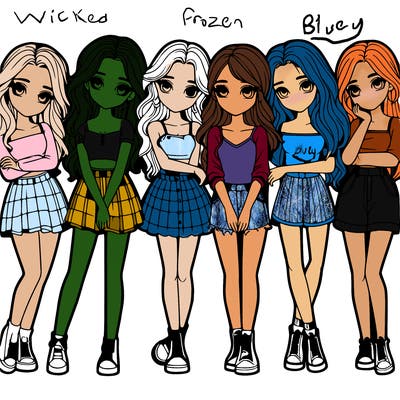 a group of girls realistic