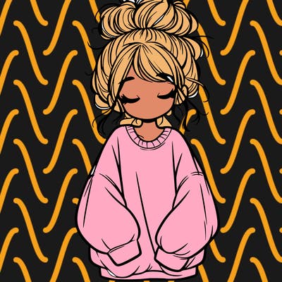 girl with baggy sweatshirt and messy bun