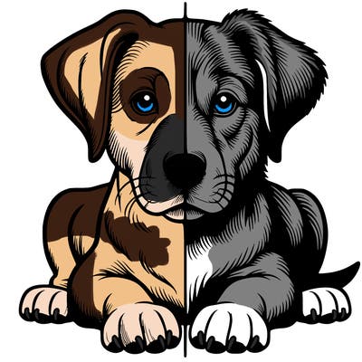 realistic dog split picture