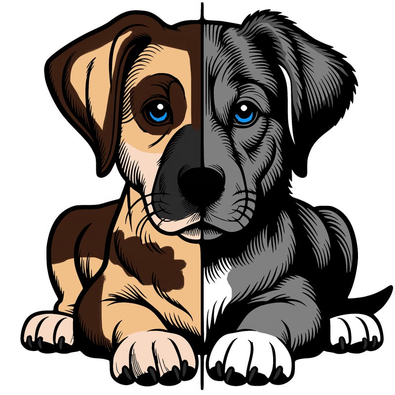 realistic dog split picture