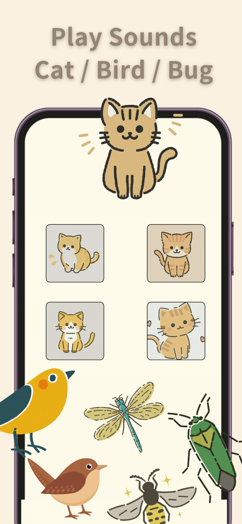 CatVerse - Cat Games for Cat - Selection menu for playing cat bird and bug sounds to entertain cats