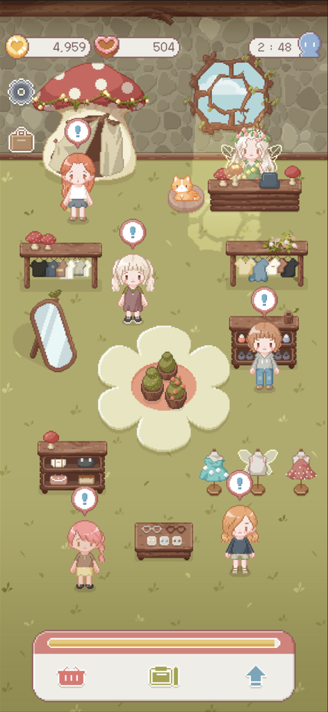 Tiny Boutique : Fashion Game - Cute pixel art interior of a fashion boutique with customers and clothing displays