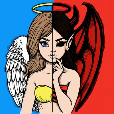 realistic angel half demon