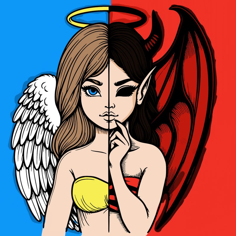 realistic angel half demon