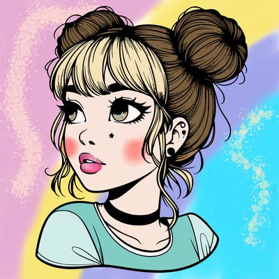 realistic girl with spacebuns