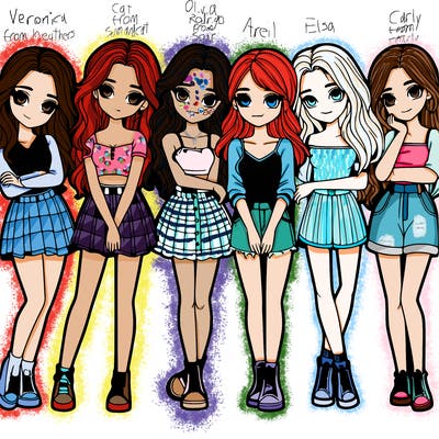 a group of girls realistic