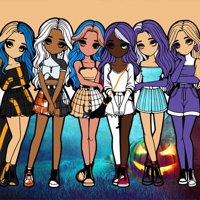 a group of girls realistic