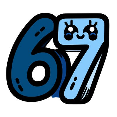 the numbers 67