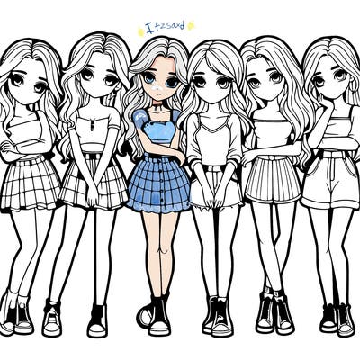 a group of girls realistic