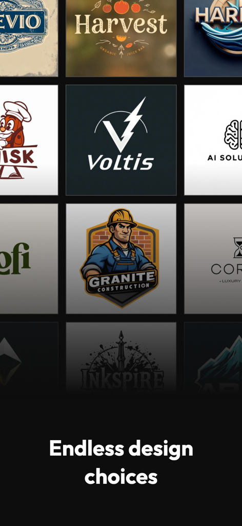 AI Logo Maker: LogoHub - A collection of diverse logo designs including vintage, modern, and corporate styles created with AI.