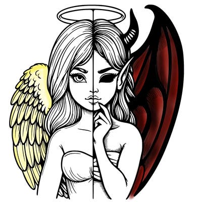 realistic angel half demon