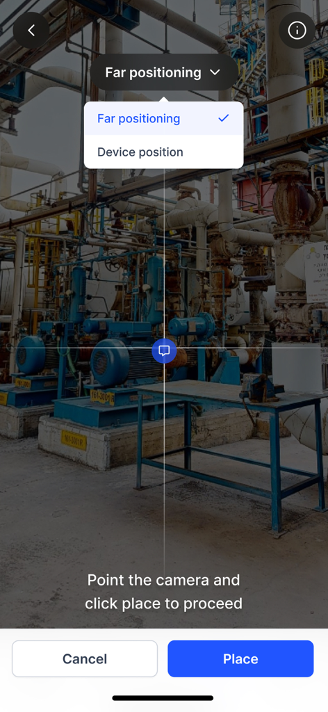 Treedis app augmented reality interface for far positioning in an industrial facility
