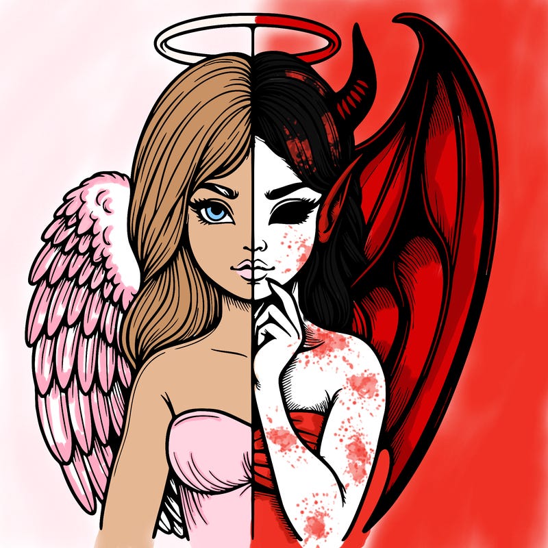 realistic angel half demon