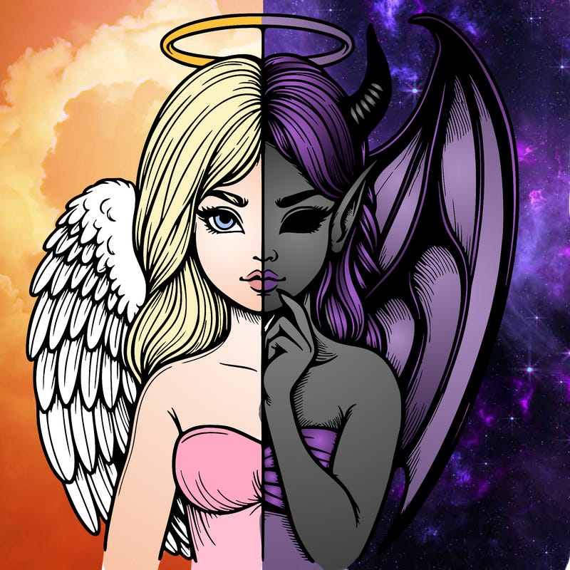 realistic angel half demon