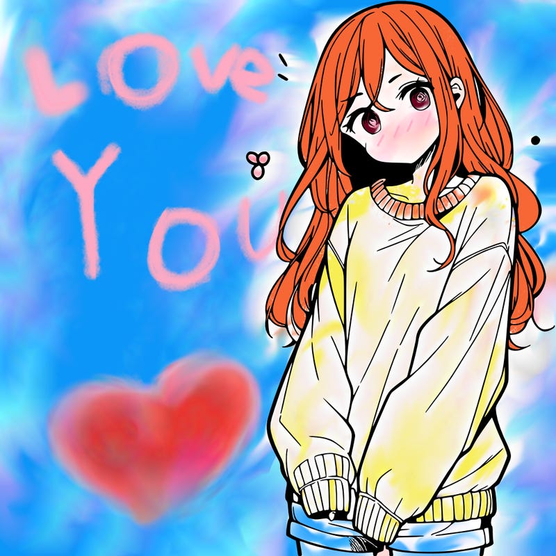 manga teen girl  in a sweater and baggy pants