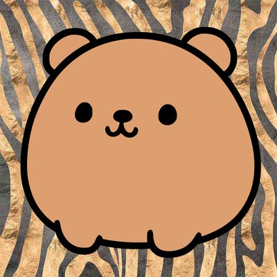 a bear drawn in a soft, rounded, and simplistic style.